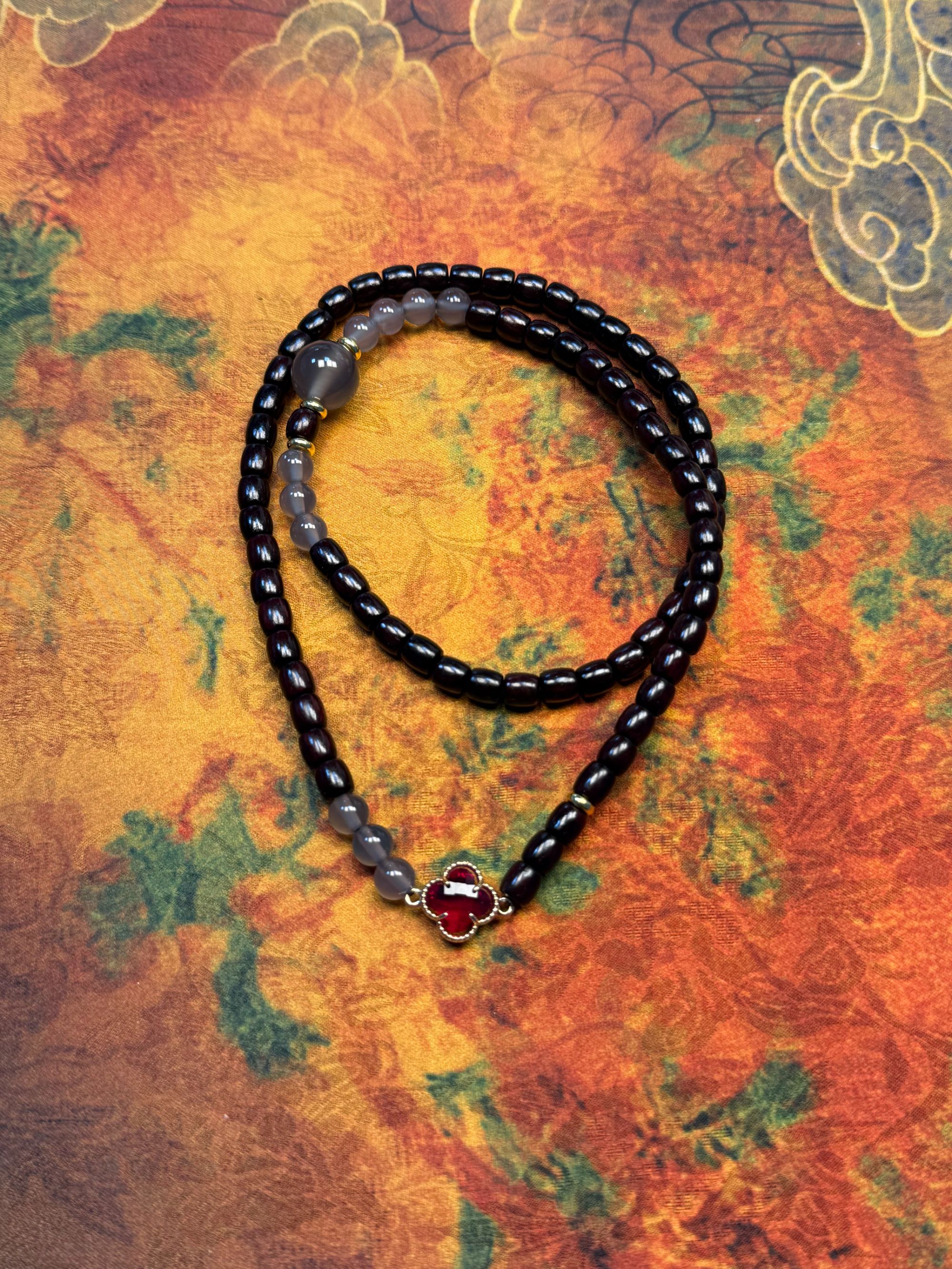 A111小叶紫檀四叶草多圈手串-无礼盒