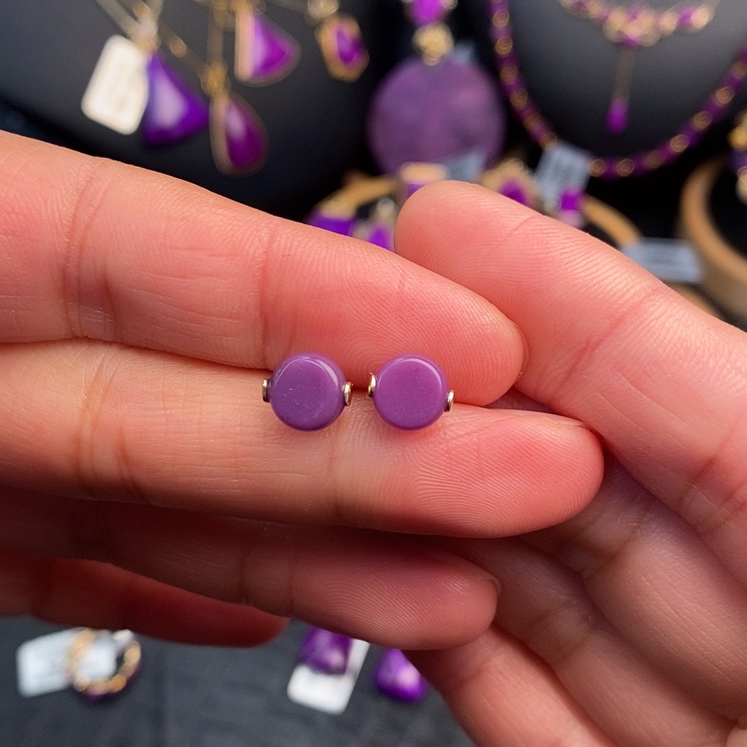 苏纪石（舒俱来）耳饰18K金镶嵌