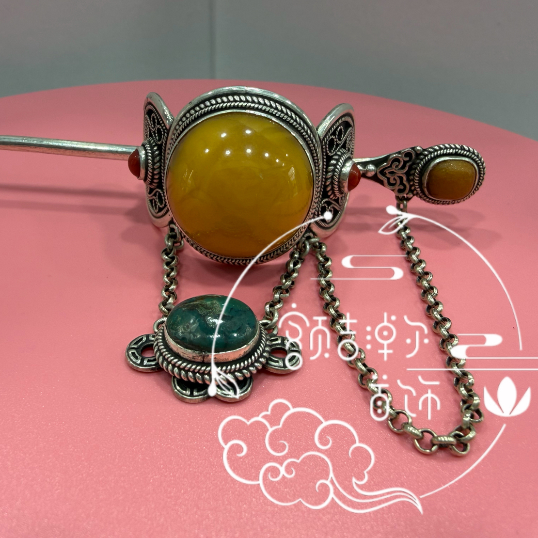 足银蜜松旭日发簪2350