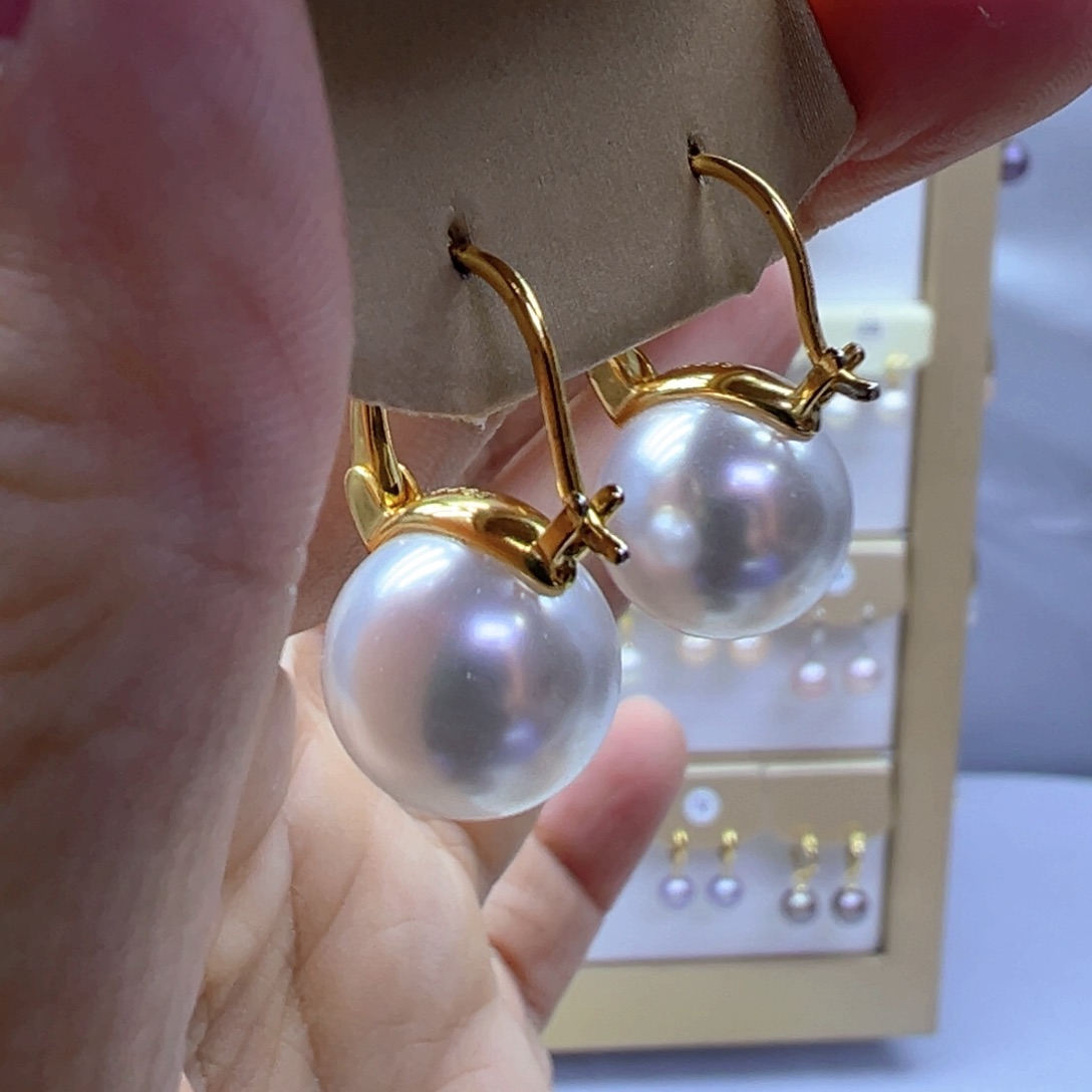 银S925镶嵌淡水珍珠耳饰