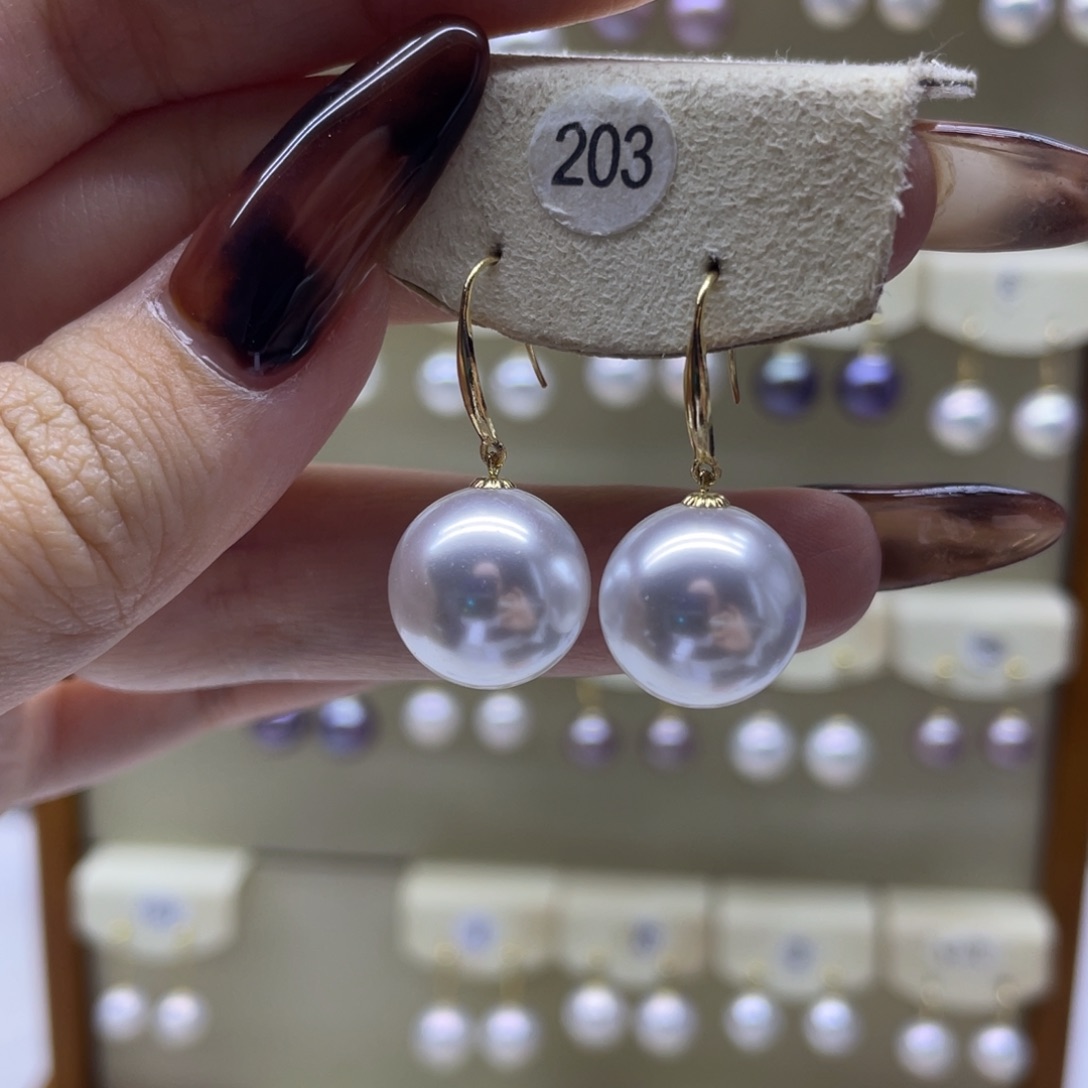 淡水珍珠耳饰18K金镶嵌