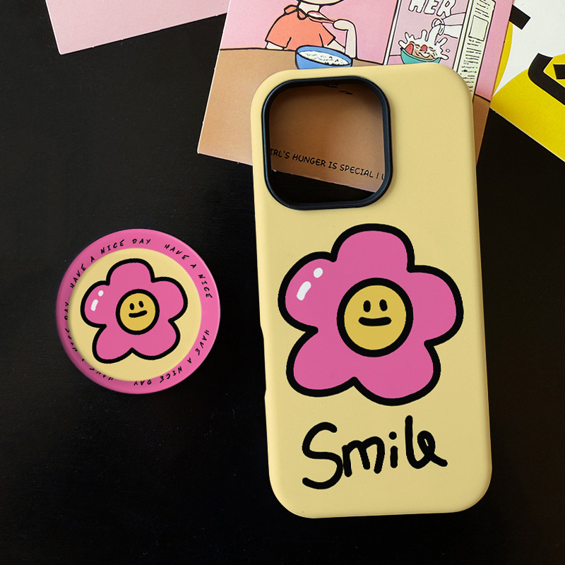超萌笑脸花朵菲林二合一适用苹果17/16promax手机壳15/14保护套13