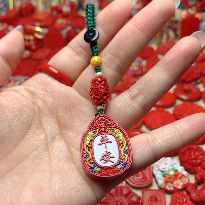 天然辰砂工艺品朱砂钥匙扣