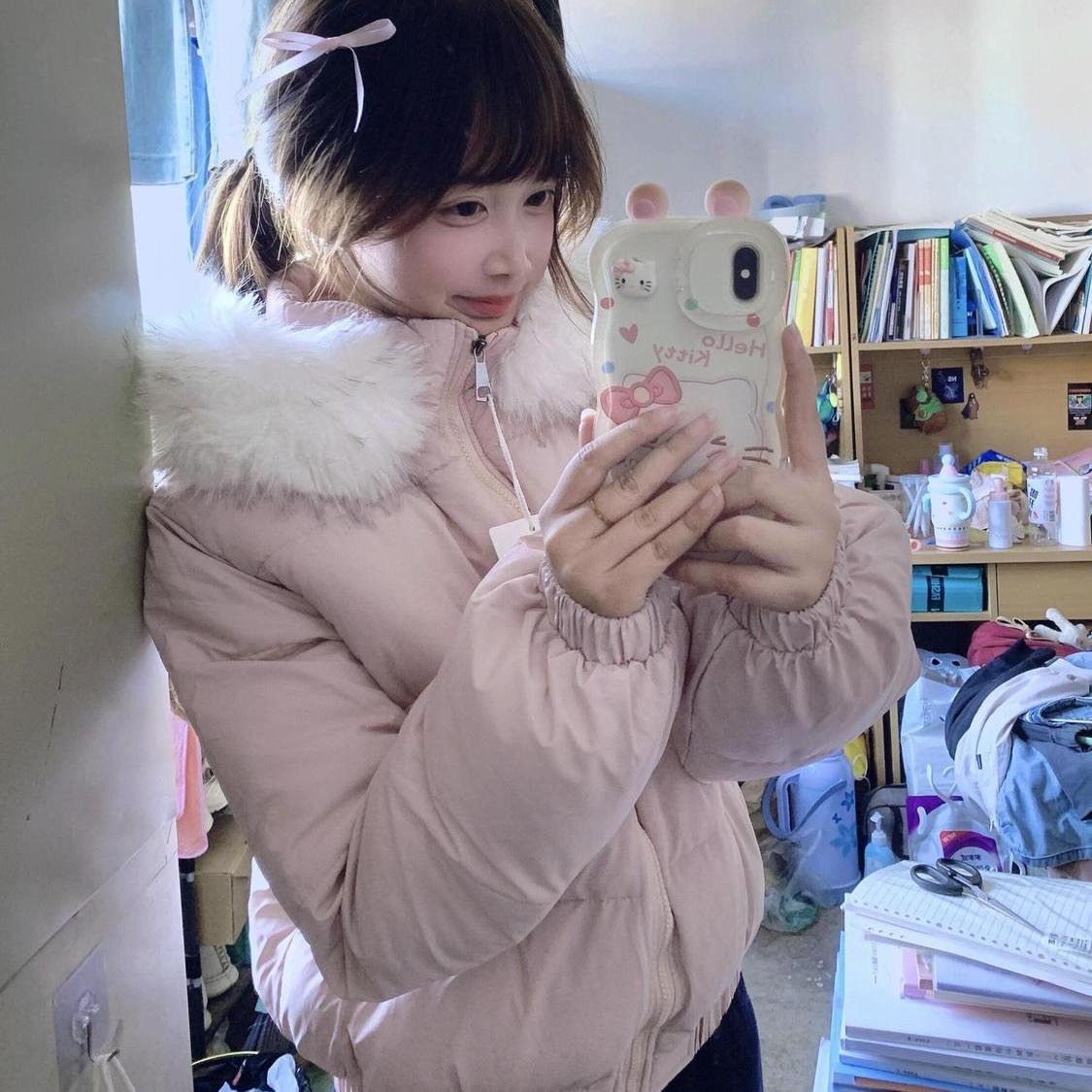 美式甜酷风棉服女2025棉衣冬季保暖新款宽松加厚连帽短款面包外套