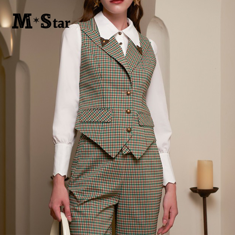 【九月专属】M-Star秋季绿色格纹西装马甲 SC111A6535
