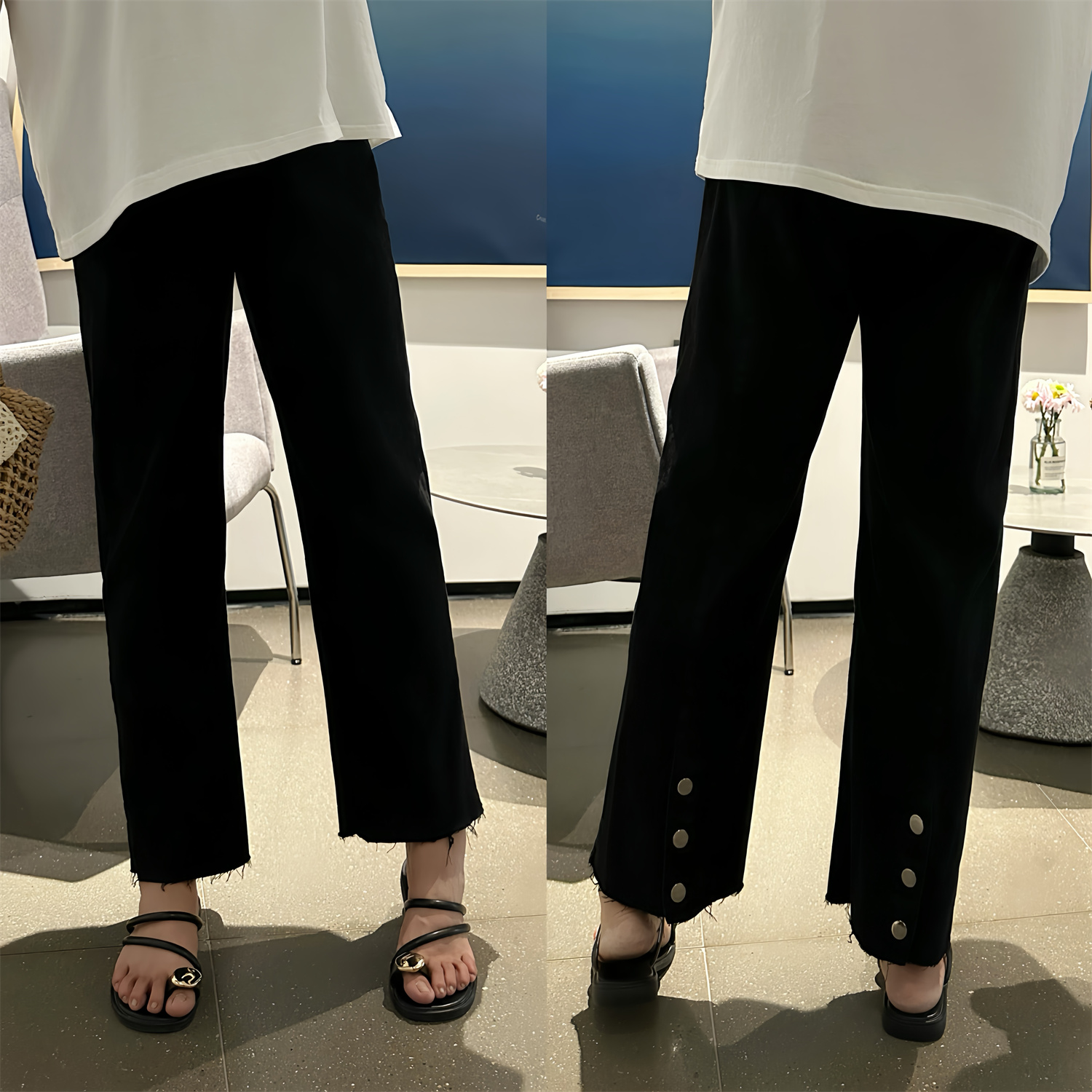 断码捡漏~烟霞岛屿/筷子腿显瘦弹力烟管裤14054花契大码200斤胖mm