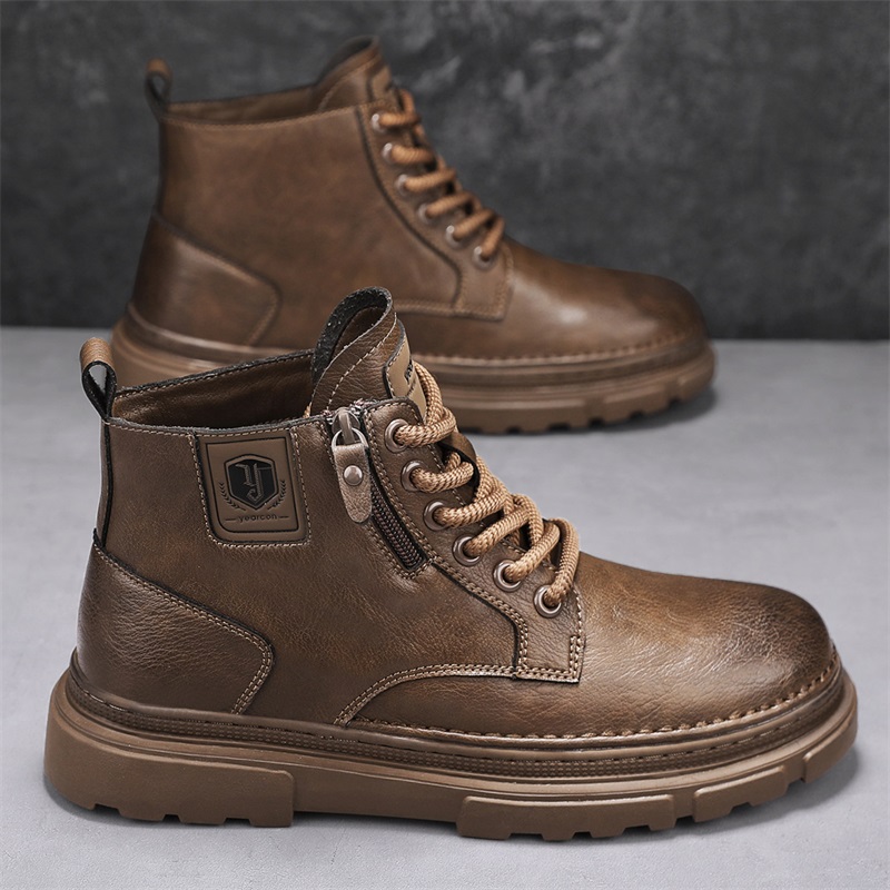 YEARCON/意尔康高帮增高秋冬男士马丁靴轻便系带防滑休闲百搭4967