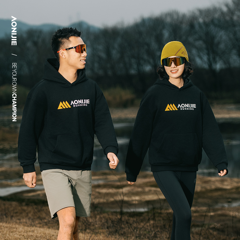 【2025新款】奥尼捷运动加绒卫衣男女同款套头卫衣户外连帽休闲情侣