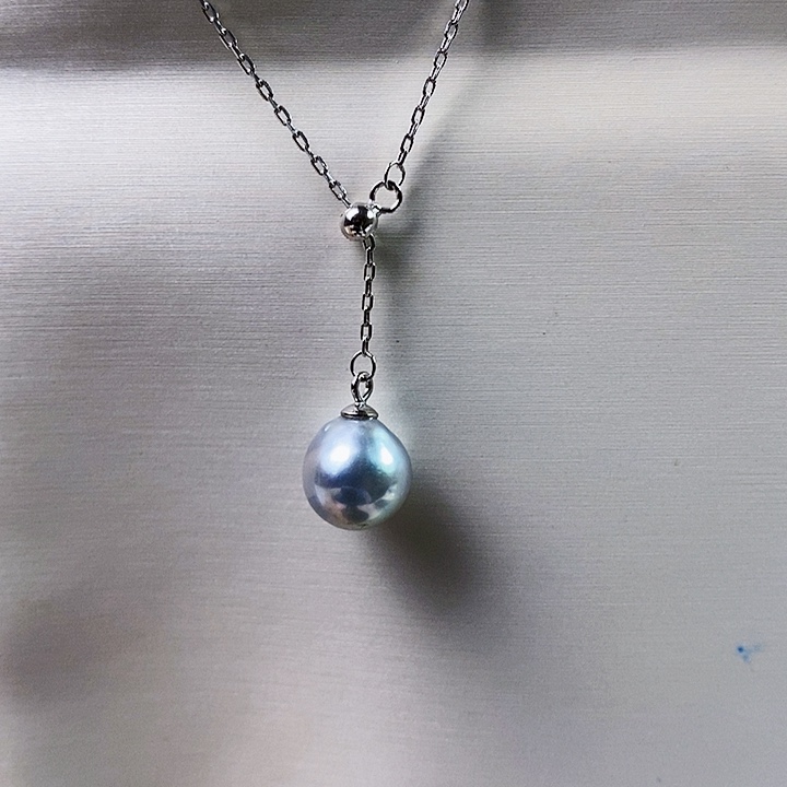 海水珍珠银S925镶嵌套链8-9mm