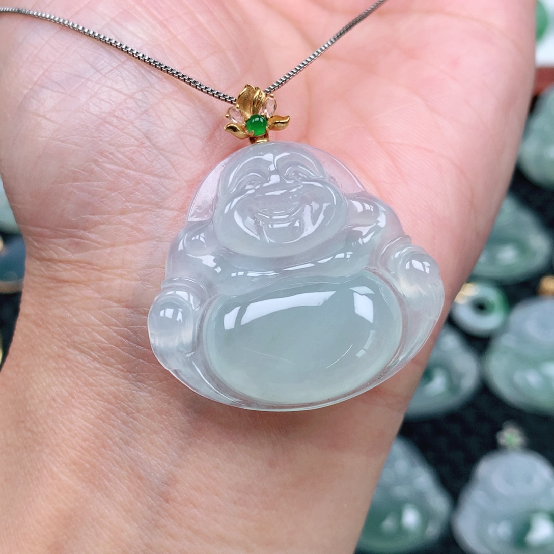 翡翠吊坠(不含链)18K金镶嵌