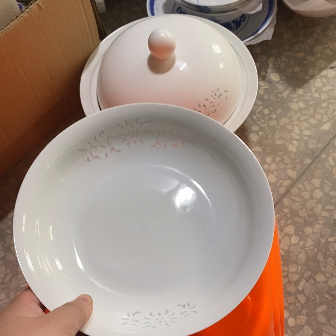 摆件瓷8寸高温玲珑瓷盘2支