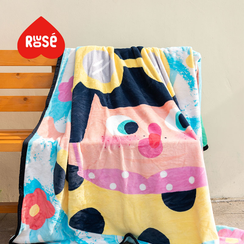 洛蔷X仟精灵插画师合作游泳凸凸盖毯居家沙发毛毯手提收纳户外毯