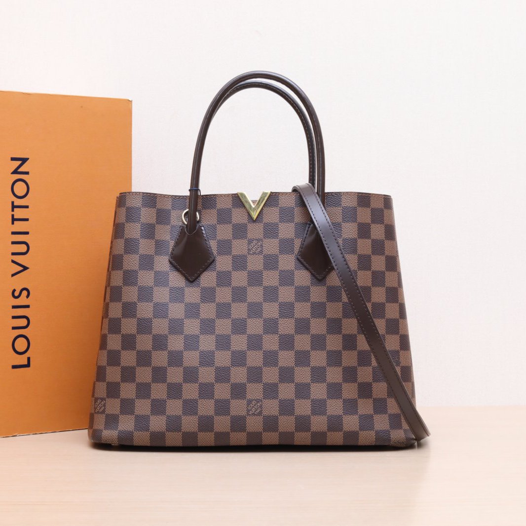 95新 LouisVuitton/路易威登 小花双双 手提托特包 棕色棋盘 2016