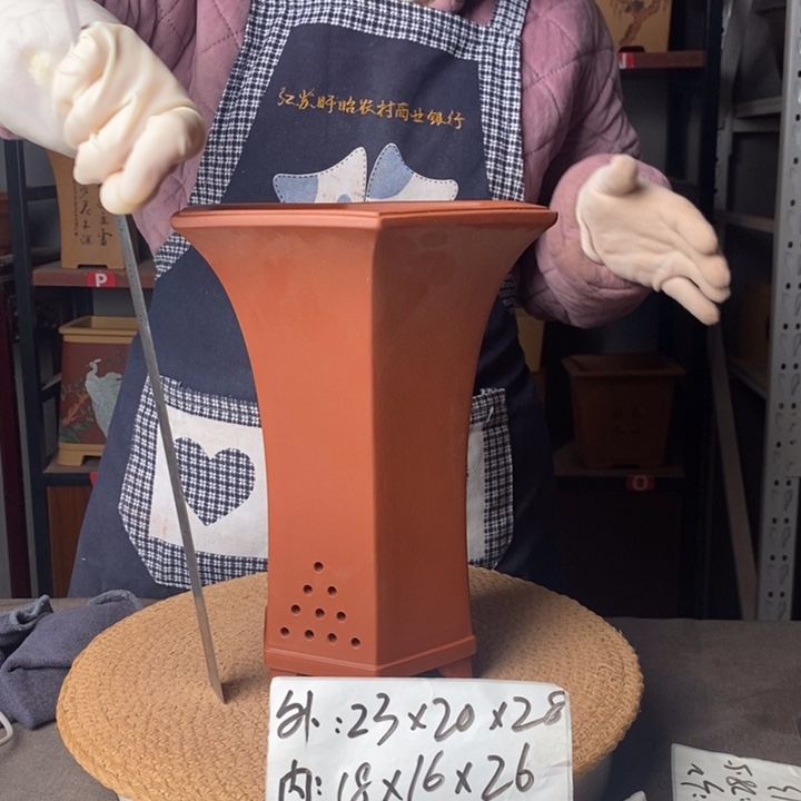 紫砂微瑕紫砂花盆一物一拍花泥