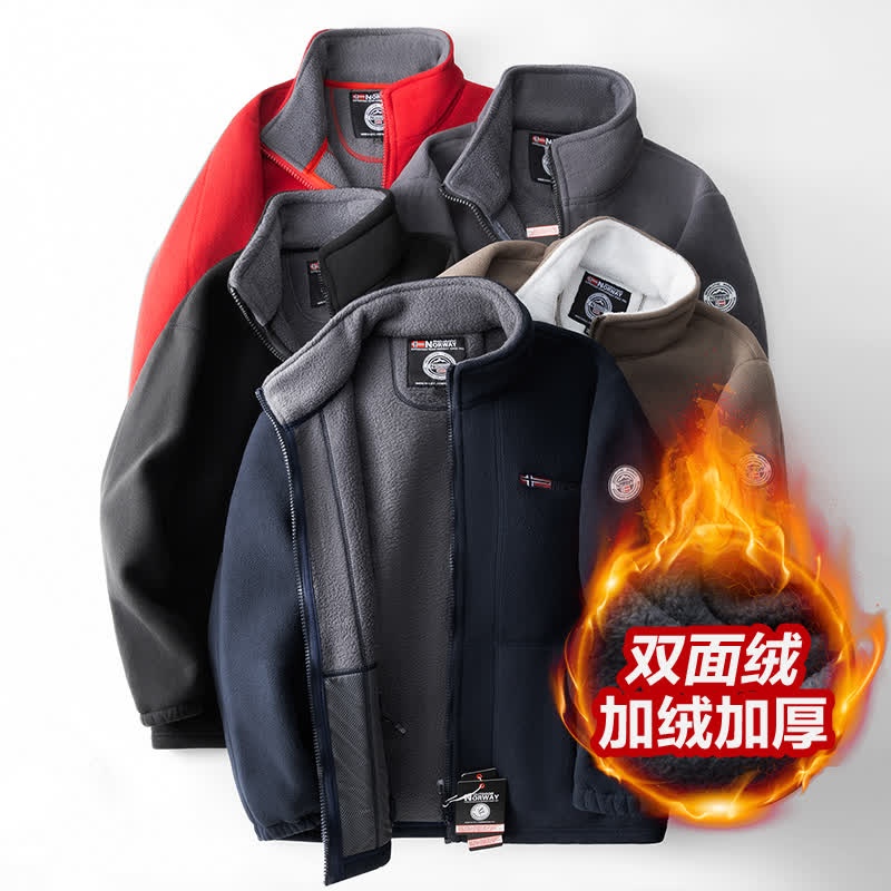 （户外抓绒外套）秋冬情侣款休闲风抗寒加厚保暖夹克立领外套M