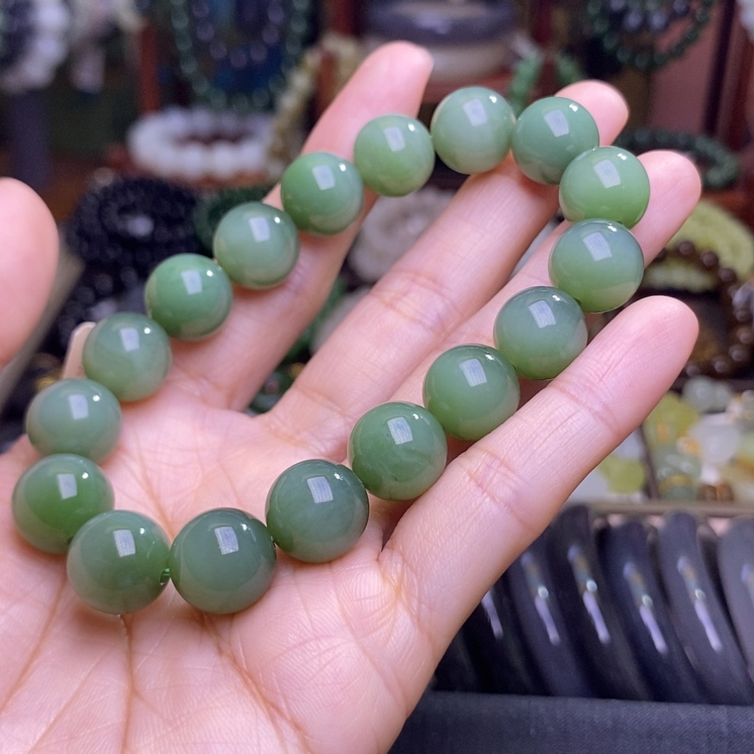 和田玉未镶嵌颈饰粉青猫眼碧玉手链天花板约12