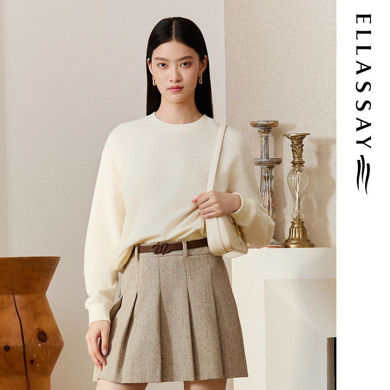 ELLASSAY歌力思2025秋季新款简约空气感圆领针织衫女EWB363Z00200