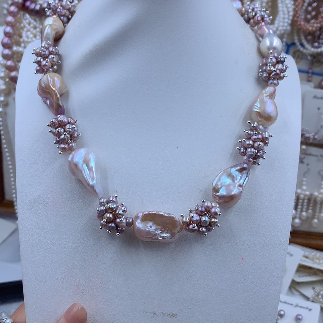 项链18K金镶嵌淡水珍珠落**萧