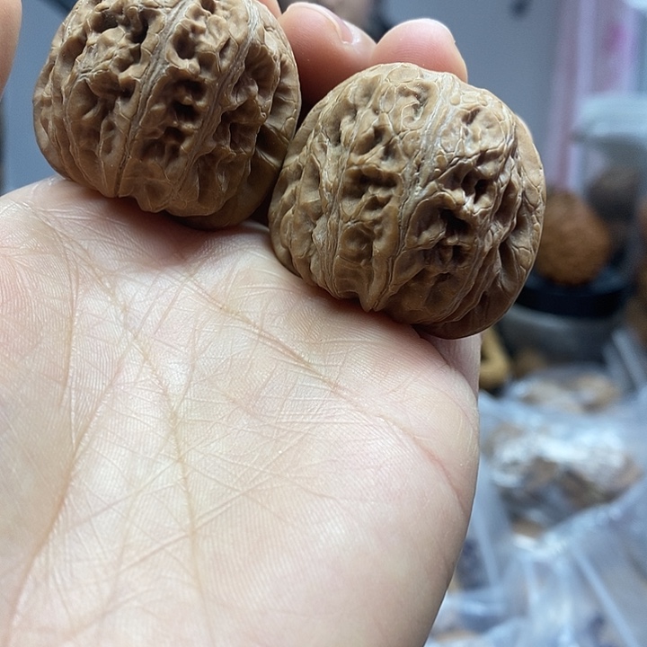 文玩核桃把件42平谷元宝尖黄