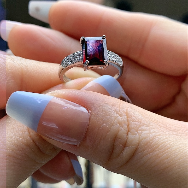 石榴石戒指银S925镶嵌