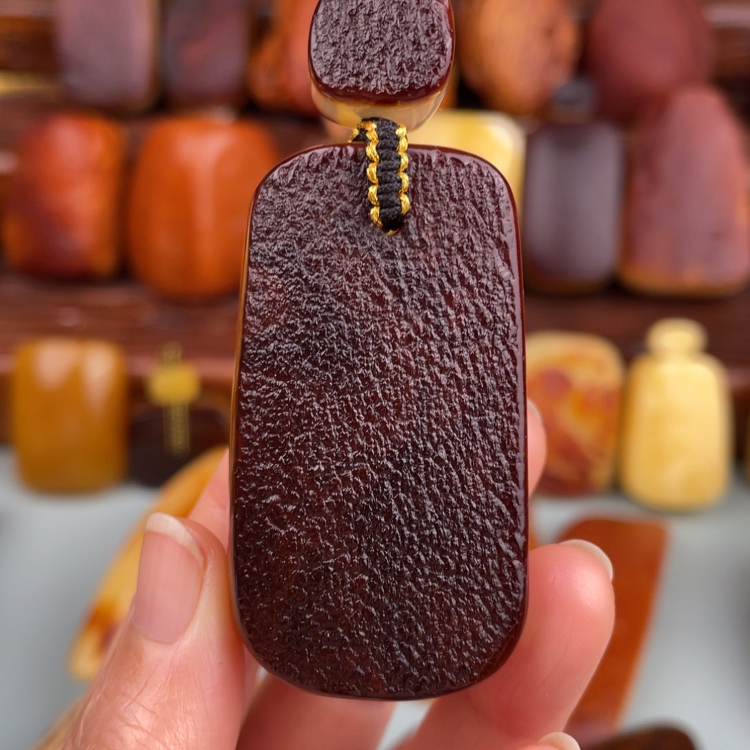 定制琥珀未镶嵌蜜蜡荔枝皮吊坠