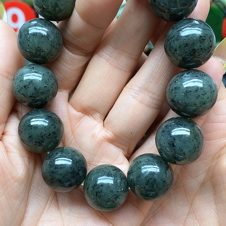 手链未镶嵌和田玉（糖玉）卡18点墨青花