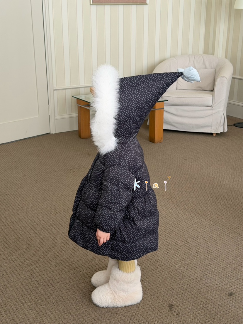 Kiai2025品牌羽绒服碎花毛领                                  