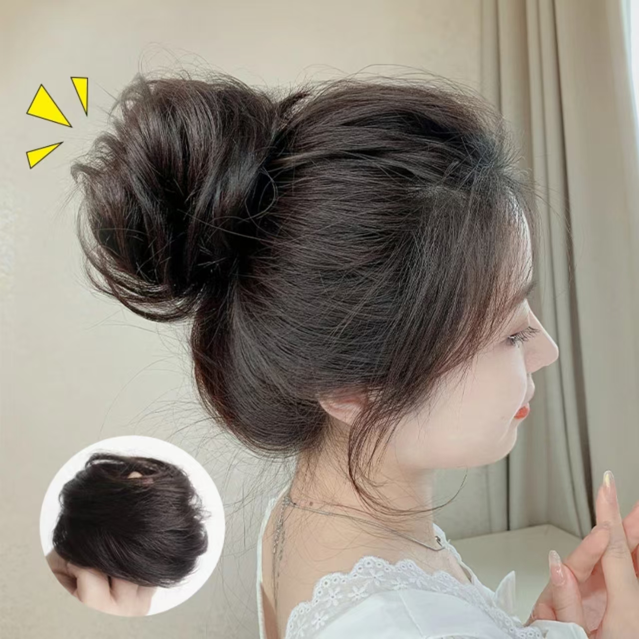 【新疆包邮】假发发圈可爱丸子头假发花苞头盘发夏汉服古风包发饰
