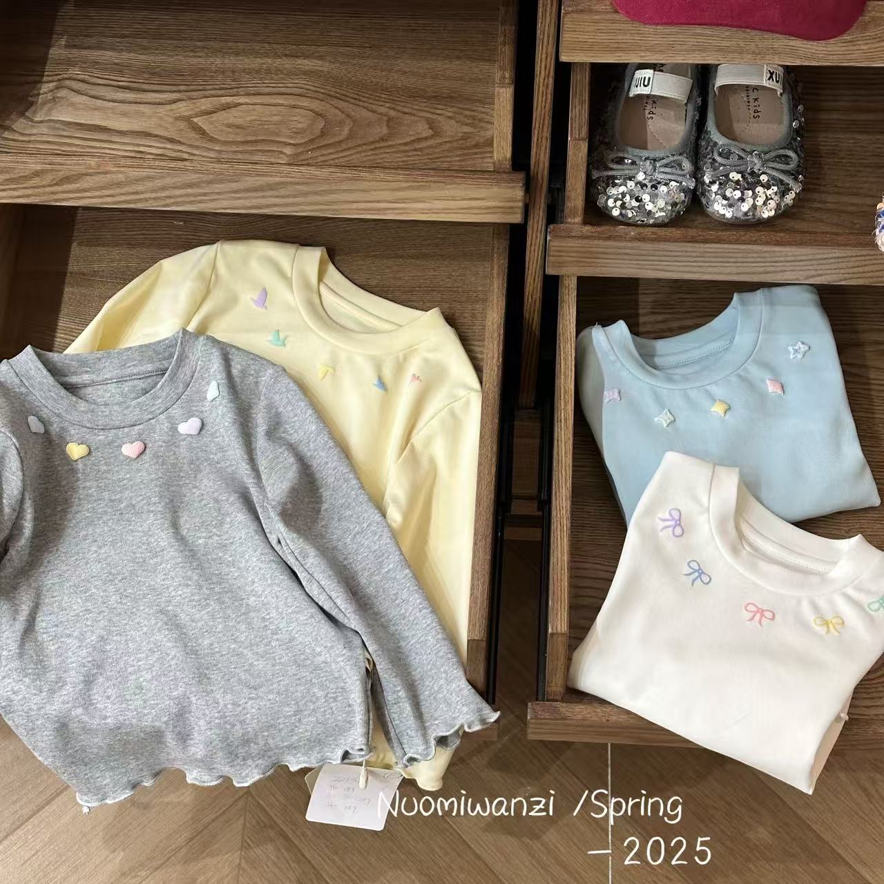 丸子十【现货】儿童韩系百搭洋气卡通花边T恤（春款）WZJ-22136