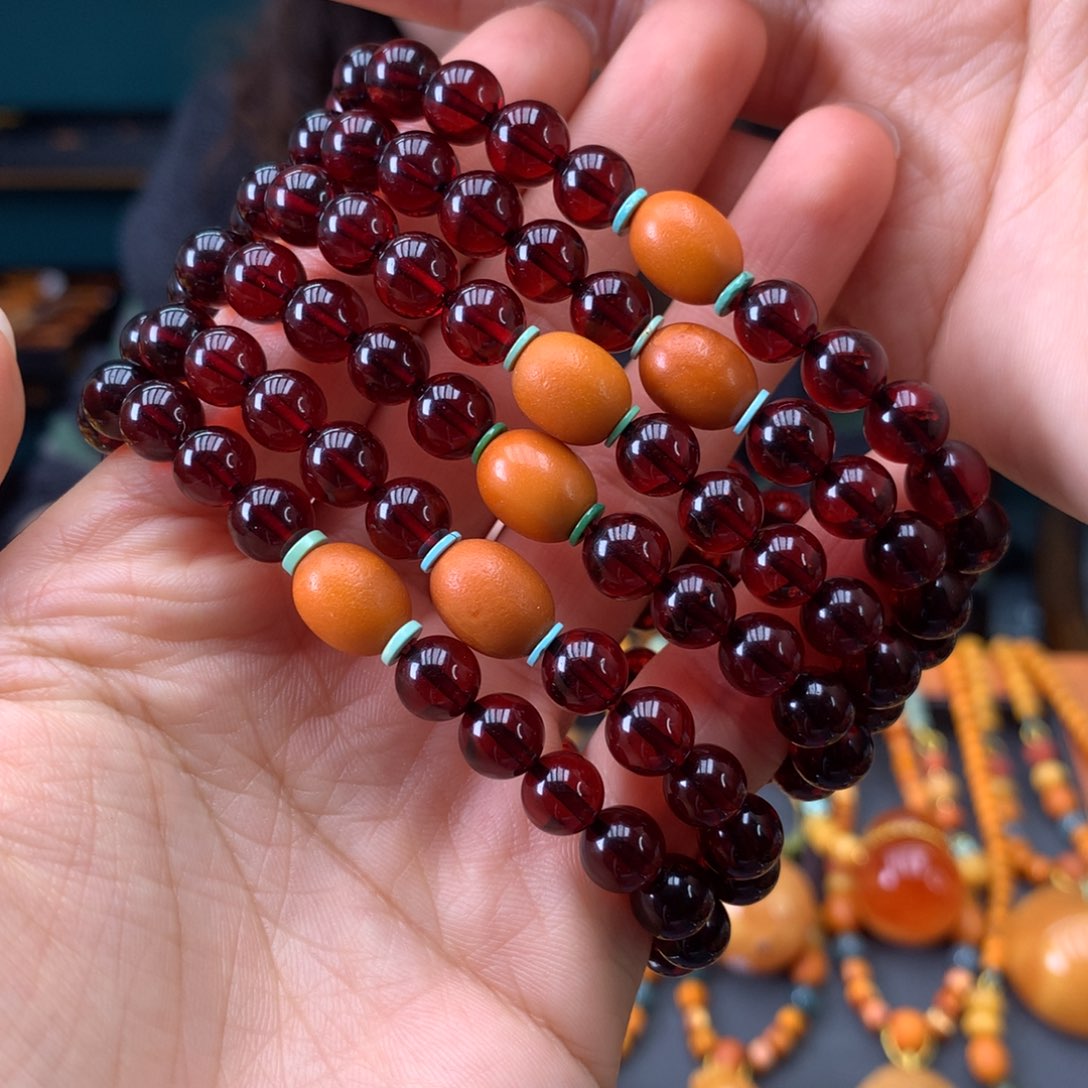 琥珀未镶嵌手串多样性发一