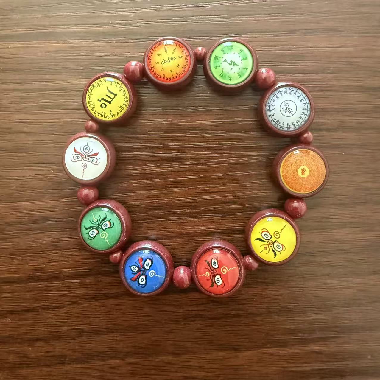手链 丹茗直发——十全十美朱砂双面唐卡手串 