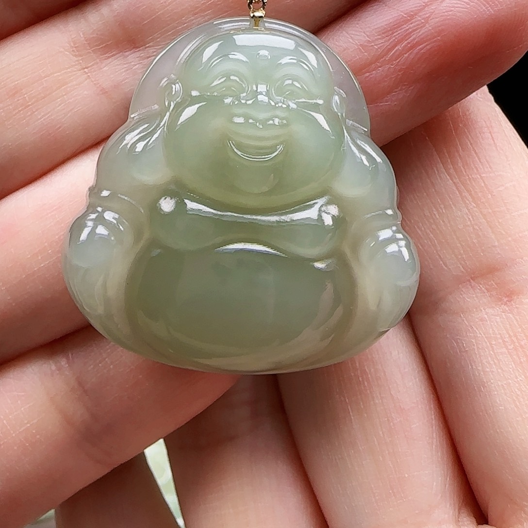 和田玉18K金镶嵌颈饰