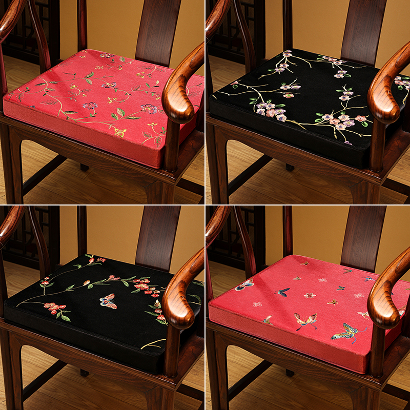 绒布中式坐垫红木椅子沙发圈椅垫子太师椅乳胶海绵椰棕垫座垫定制