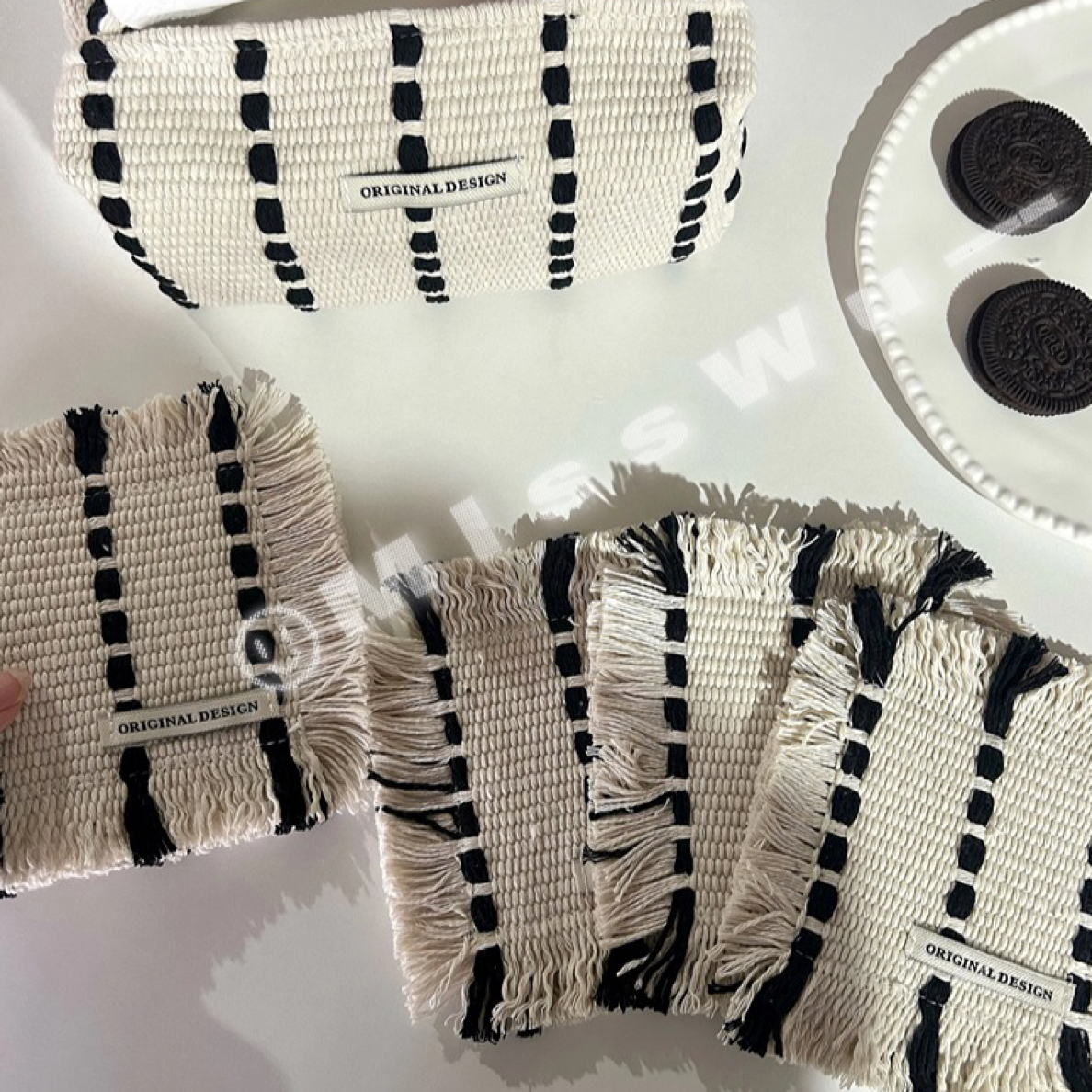 家用in’s棉麻编织创意纸巾盒客厅车载收纳盒布艺桌面纸盒