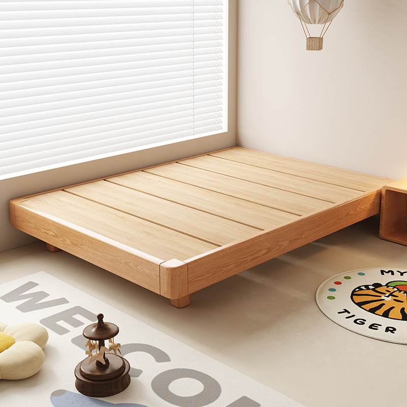 全实木床1米8双人床家用无床头悬浮床1米5榻榻米床架卧室地台床