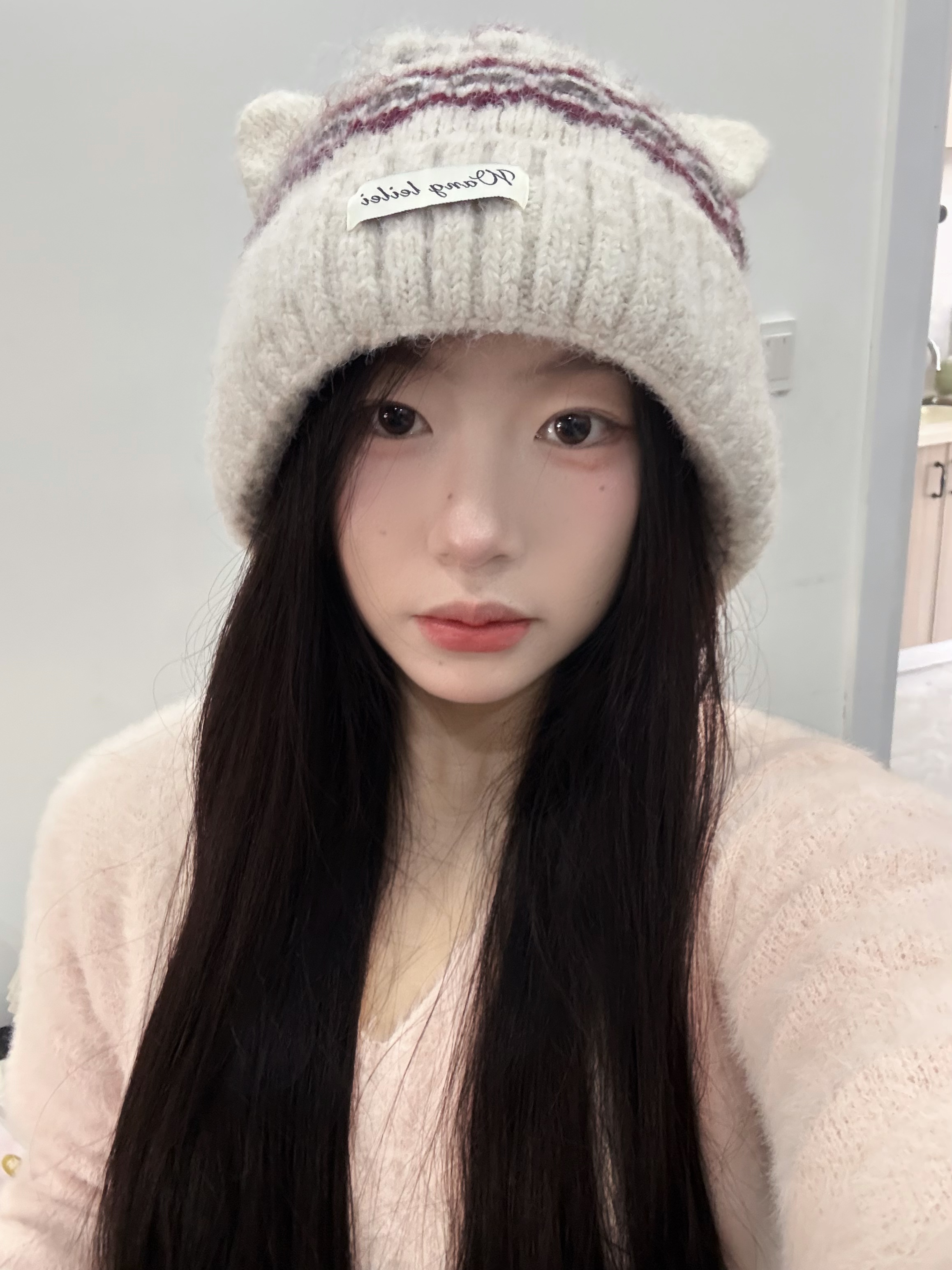 毛线帽秋冬帽子松鼠绒保暖针织帽韩版中老年冬天针织