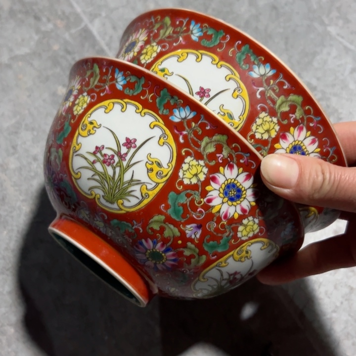 碗志****86寸手绘四面开窗碗2个