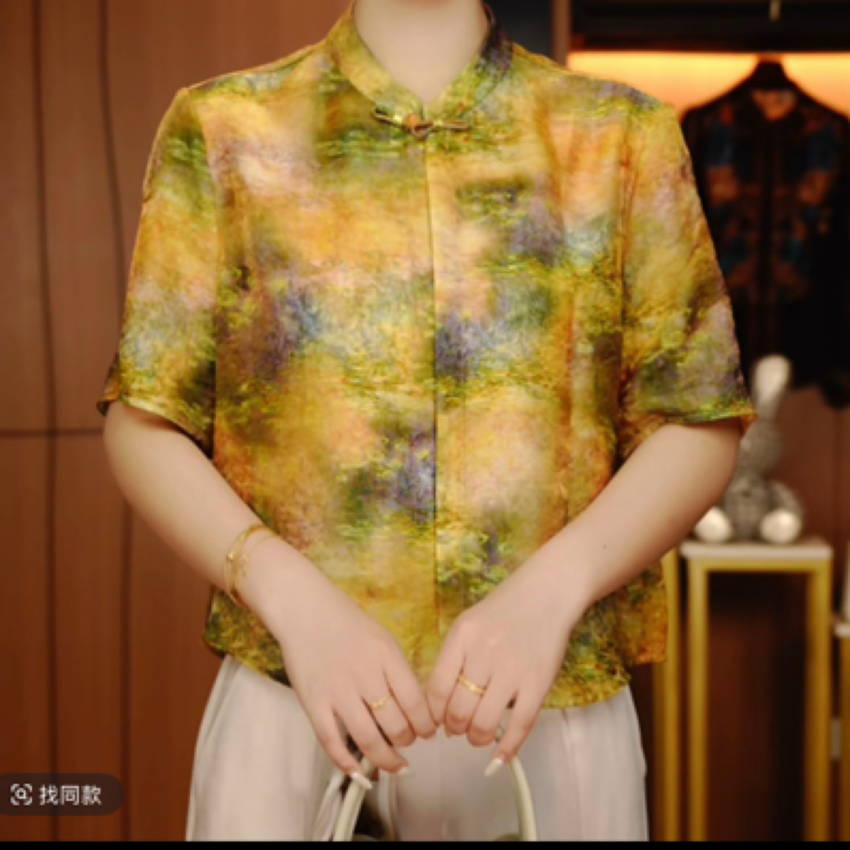 深圳新中式夏季国风上衣上新百搭气质印花款遮肉显瘦短袖