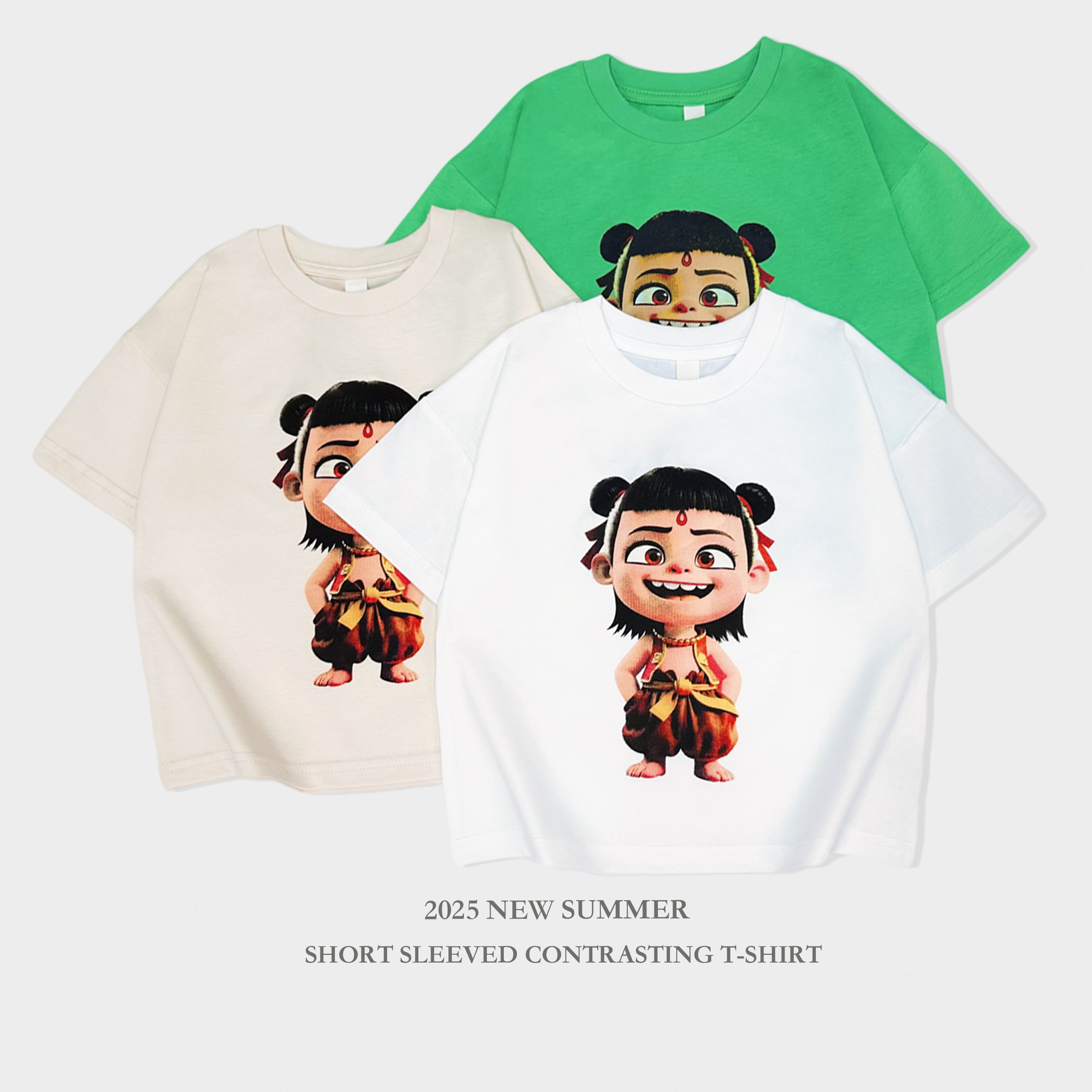 【现货】【水印哪吒】男童短袖t恤潮款儿童夏款纯棉上衣水印透气9901#