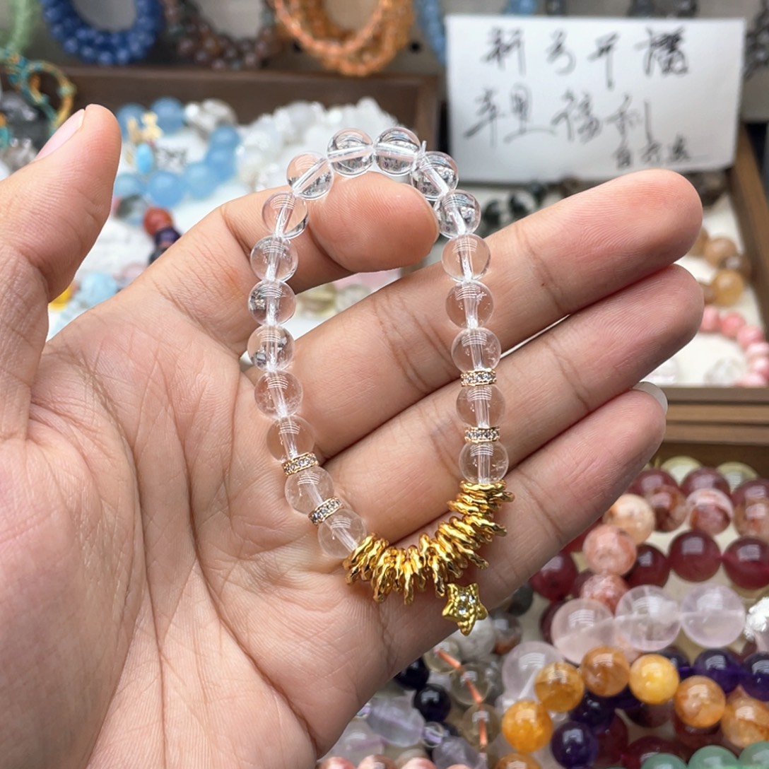 水晶手链未镶嵌白水晶盘缠