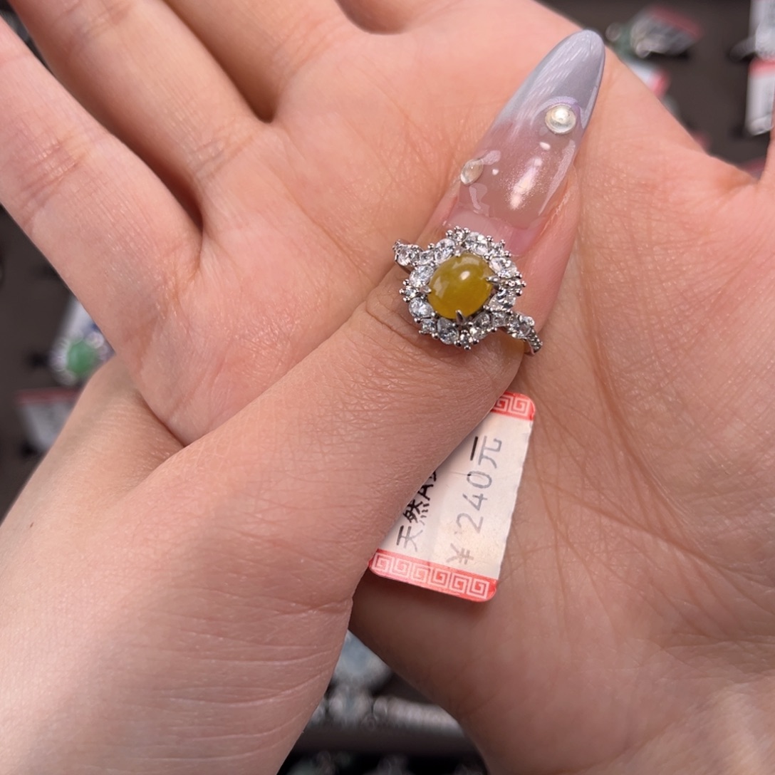 翡翠戒指银S925镶嵌66689