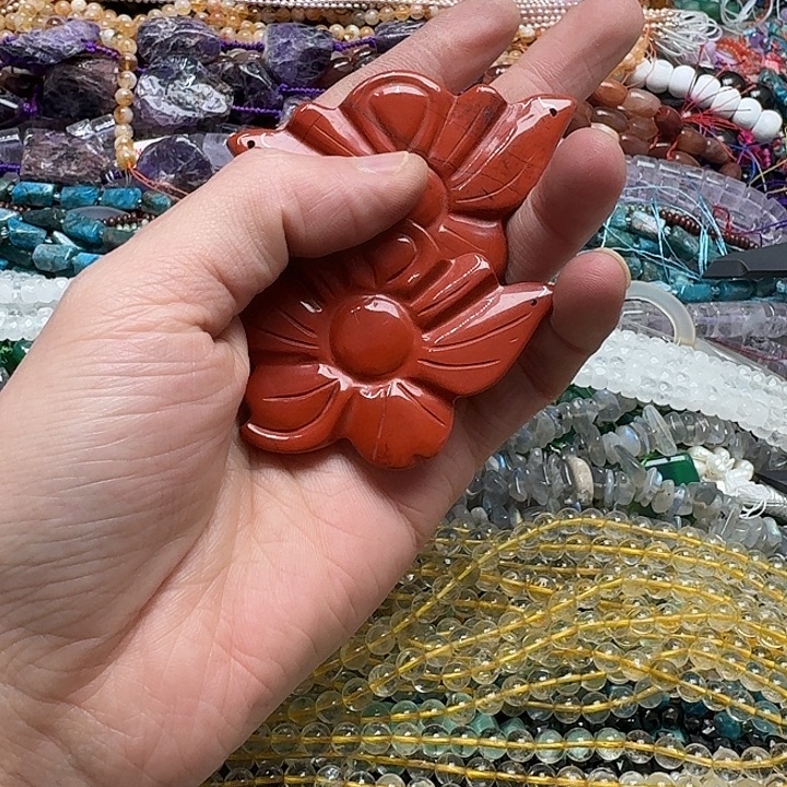 玛瑙/玉髓未镶嵌珠宝半成品2个71mm红石吊坠