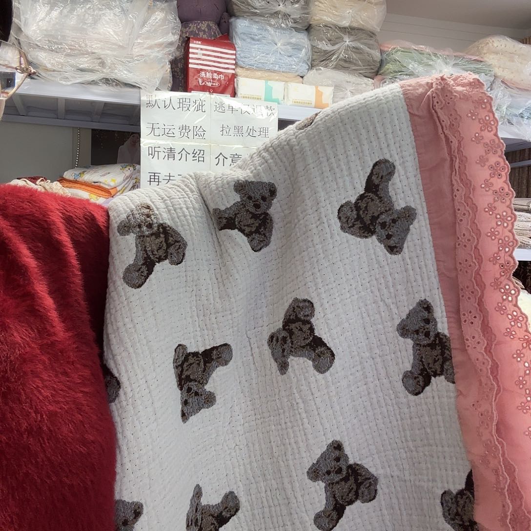 棉纯棉五层细沙双人盖毯