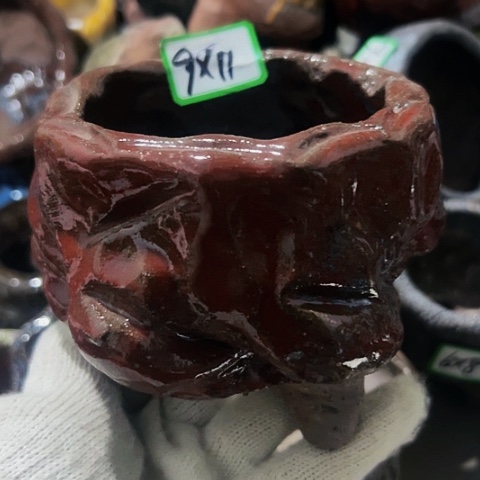 红陶粗陶花盆手工