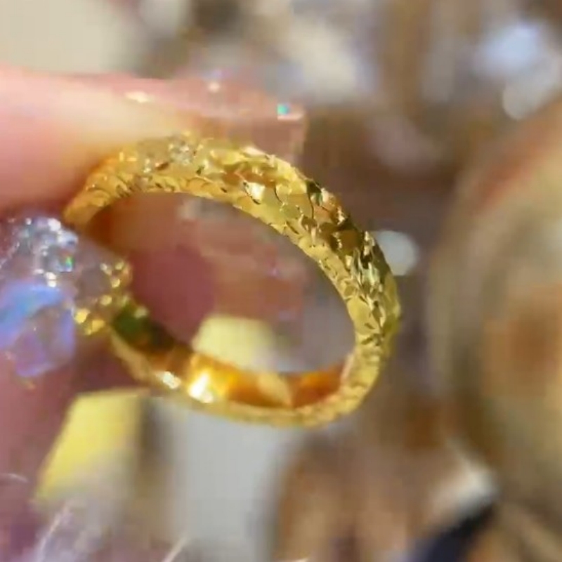 925银戒指 纯银925三面车花流金岁月碎碎冰戒指