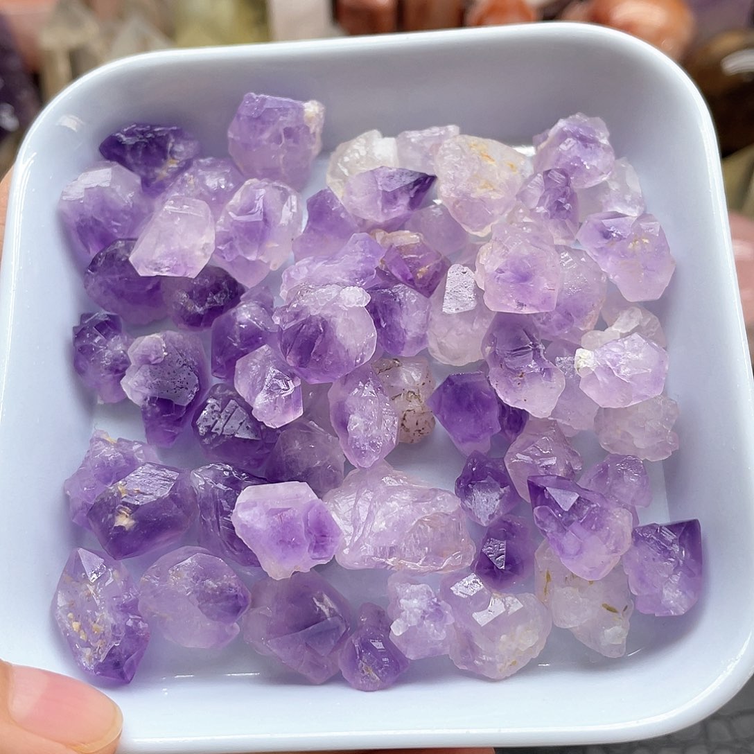 珠宝半成品未镶嵌水晶90紫水晶碎石块