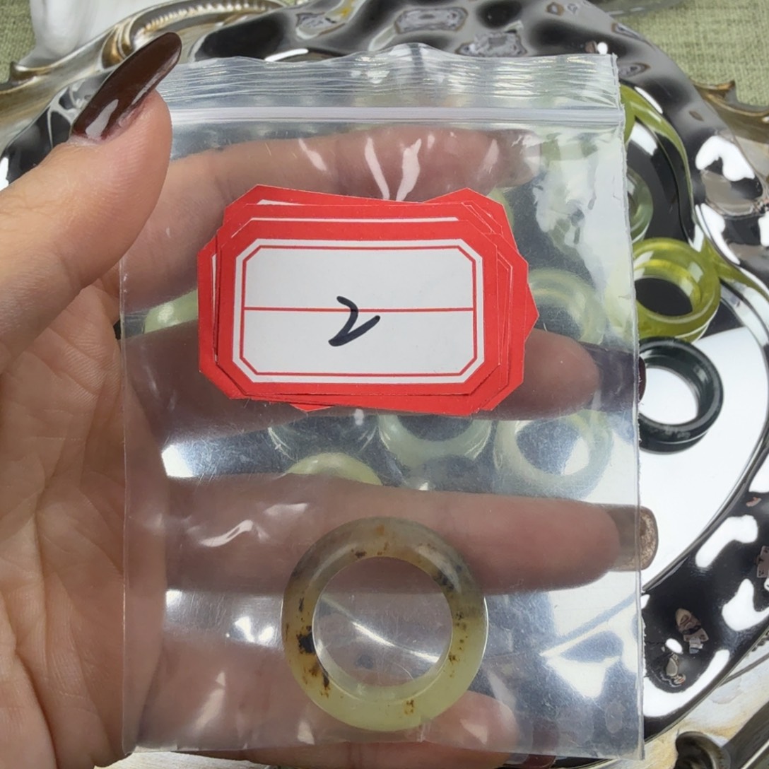 蛇纹石玉合金戒指2