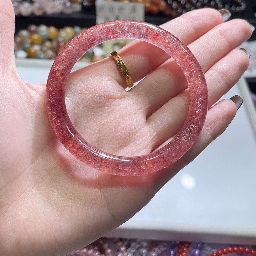 未镶嵌手链水晶草莓晶手镯53.2圈口