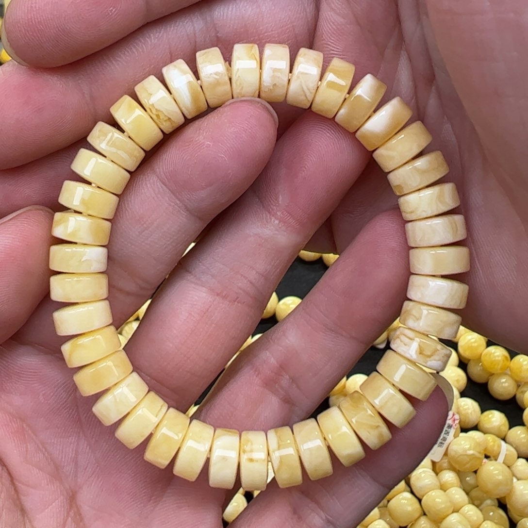 【闪购商品】琥珀珠宝奇石未镶嵌10mm15g浓白花蜡