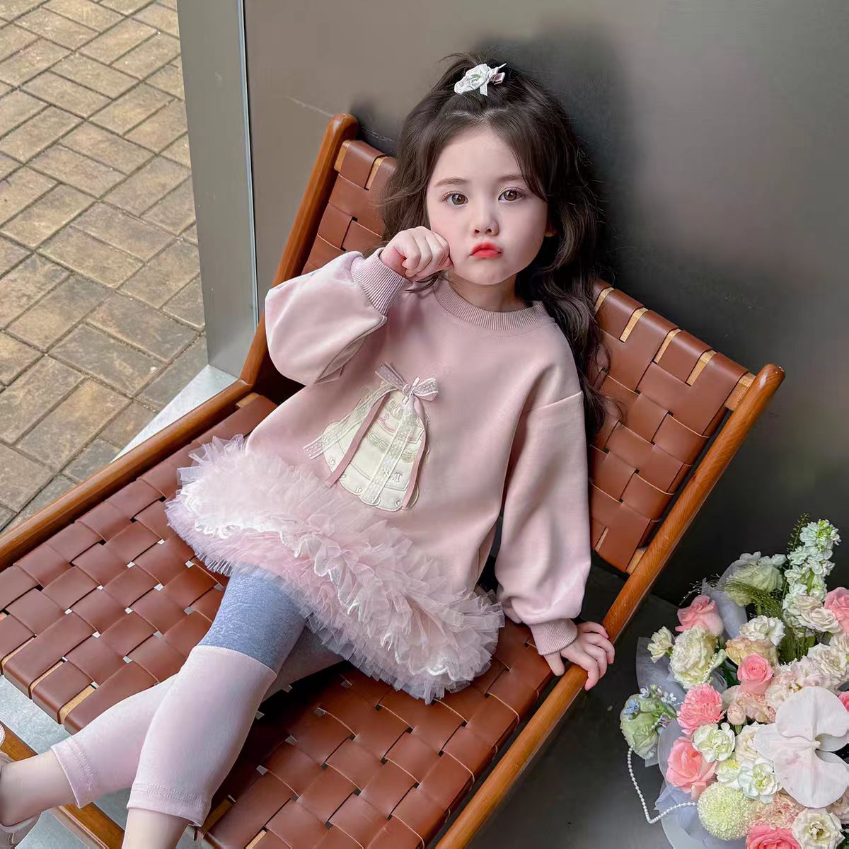 蛋糕花边加绒卫衣裙秋冬款新款2501